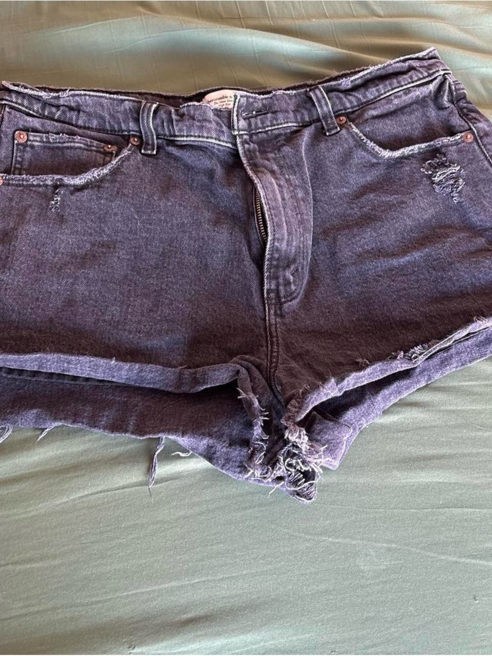 Abercrombie & Fitch Black Wash Distressed Denim Shorts